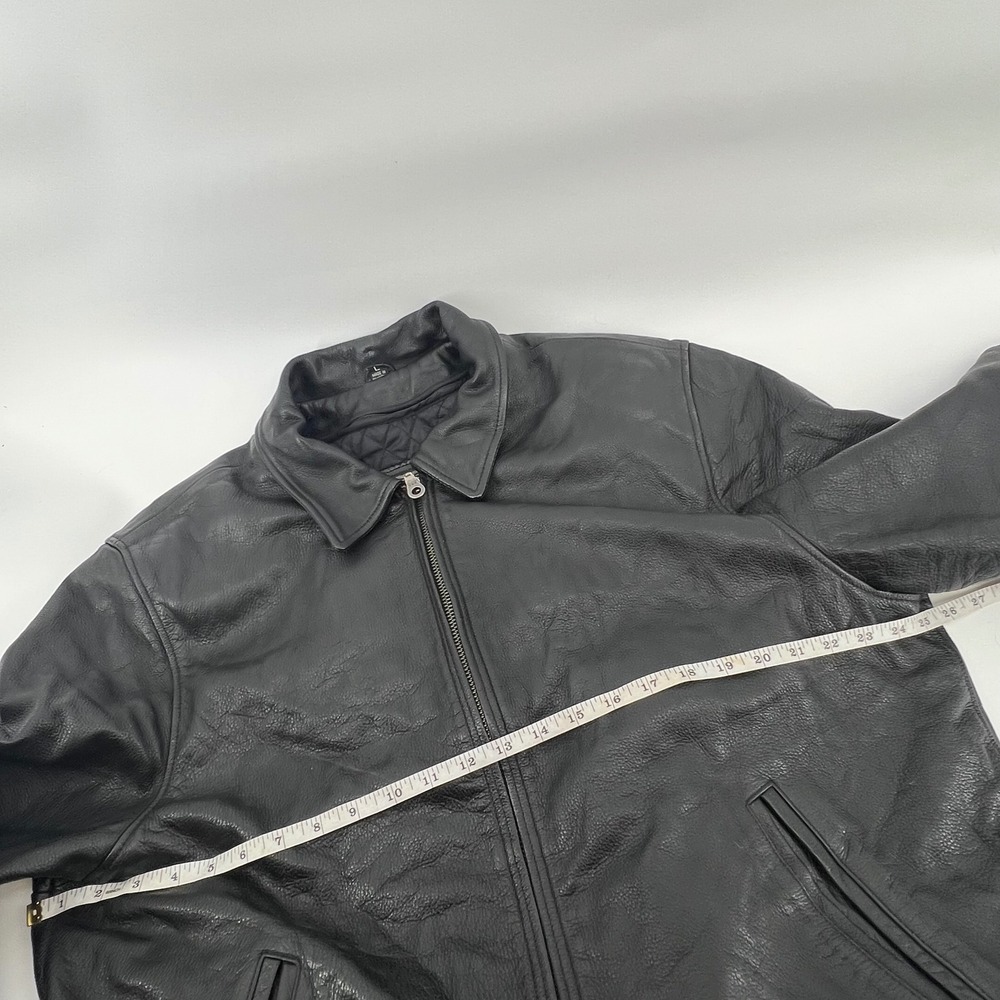 Oakwood Classic Mens Black Leather Bomber Jacket Thinsulate L Large Full Zip - Picture 5 of 9